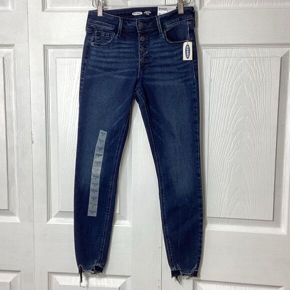 Old Navy Rockstar Super Skinny Mid Rise Raw Hem NWT Jeans Size 0 - Picture 3 of 13